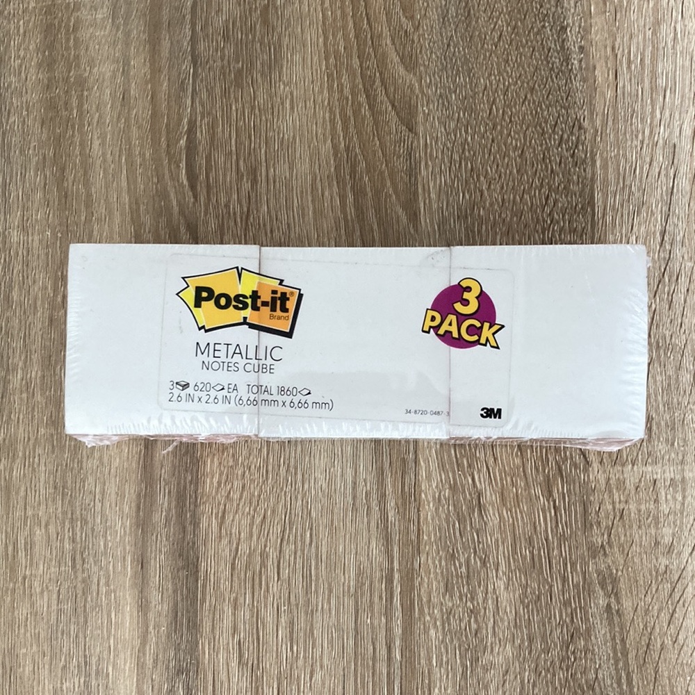New 3 Pack of Metallic Post-It Notes
